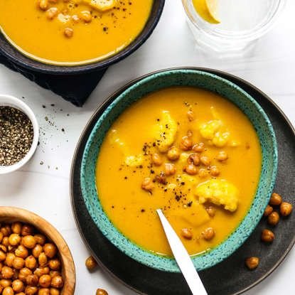 Butternut Squash Soup with Avocado & Chickpeas Butternut Squash Soup with Avocado & Chickpeas