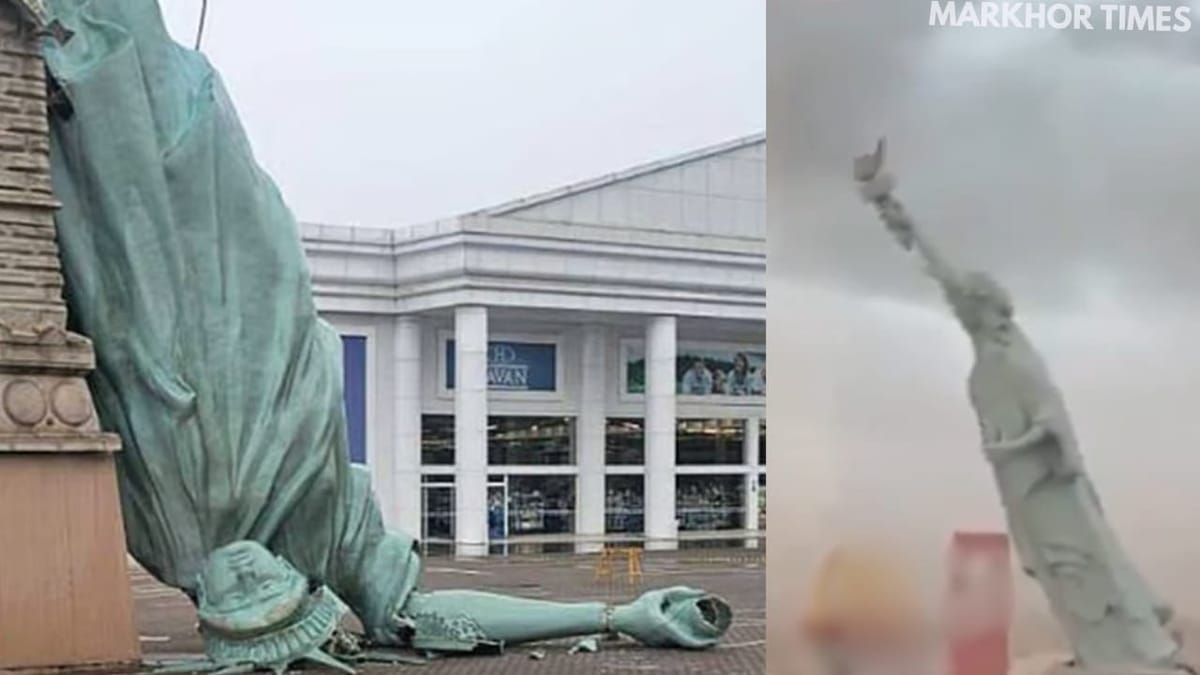 Strong Winds Topple Statue of Liberty Replica in Brazil