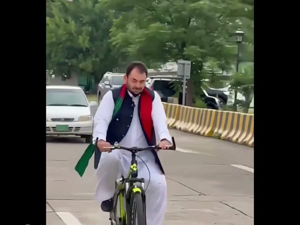 PTI MNA Iqbal Afridi Arrives at Parliament on Bicycle Over Petrol Price Hike