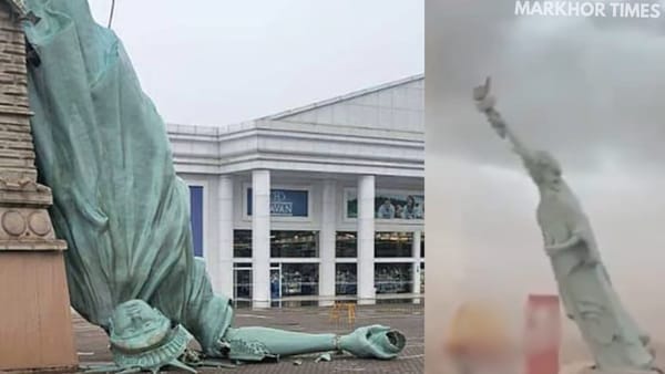 Strong Winds Topple Statue of Liberty Replica in Brazil
