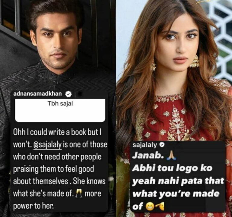 Sajal Aly and Adnan Samad Khan Praise Each Other’s Acting Skills on Instagram