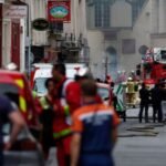 French firefighters and rescue forces work after several buildings on fire following a gas explosion in the fifth arrondissement of Paris, France, June 21, 2023. PHOTO: The Markhor Times