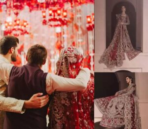 Ansha chose a timeless red bridal outfit, adorned with exquisite embellishments by Republic Women's Wear