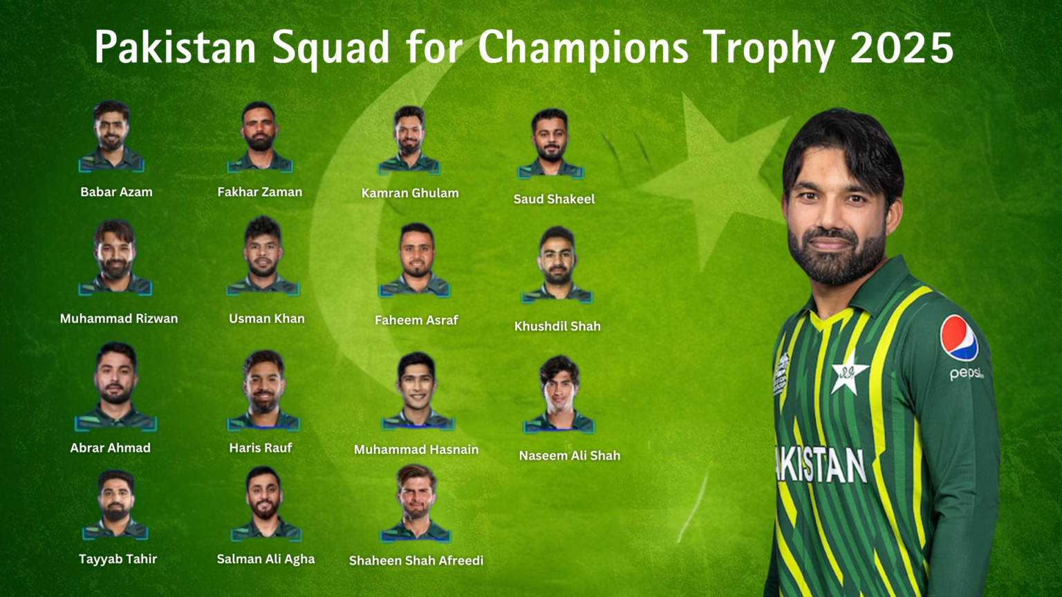 Pakistan Announces Squad for ICC Champions Trophy 2025