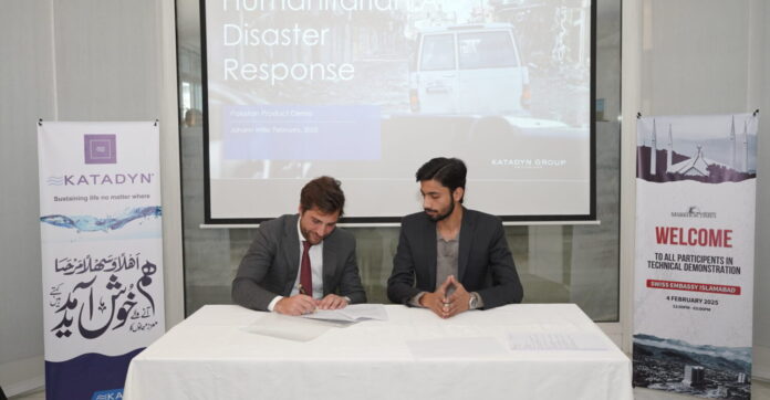 Ameer Ali Salman from Markhor Times signing MOU with Johann Wille, General Manager Katadyn Group