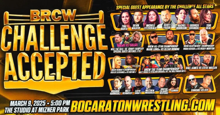 BRCW Challenge Accepted Full Lineup announced for March 9 in Boca Raton, FL