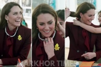 A Royal Moment Kate Lets Young Girl Place Necklace Around Her Neck