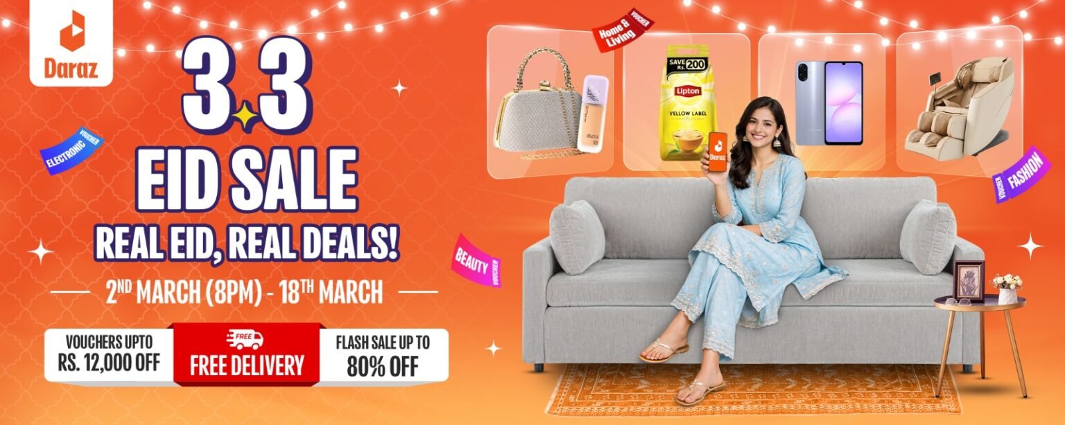 Daraz Pakistan launches the 3.3 Eid Sale with Everyday Low Price offers and flash sales up to 80% off