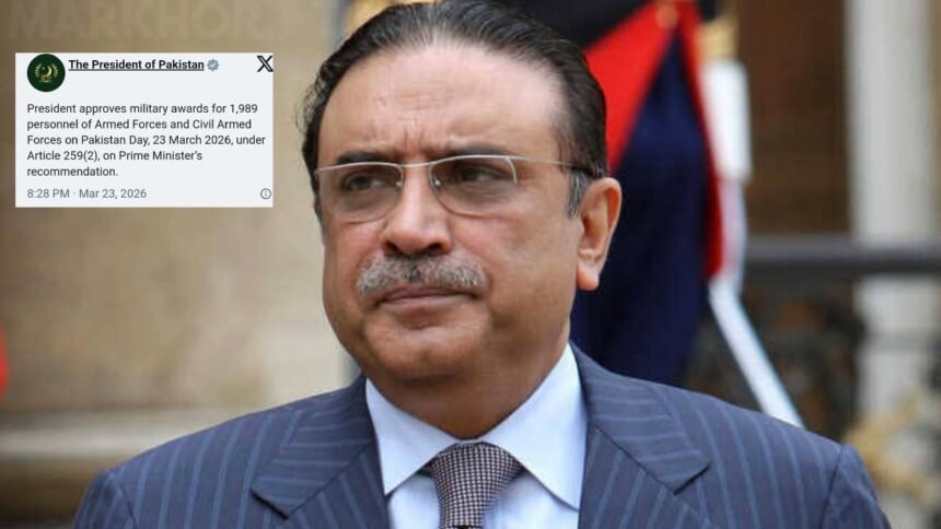 President Zardari Approves Military Awards for 1,989 Personnel