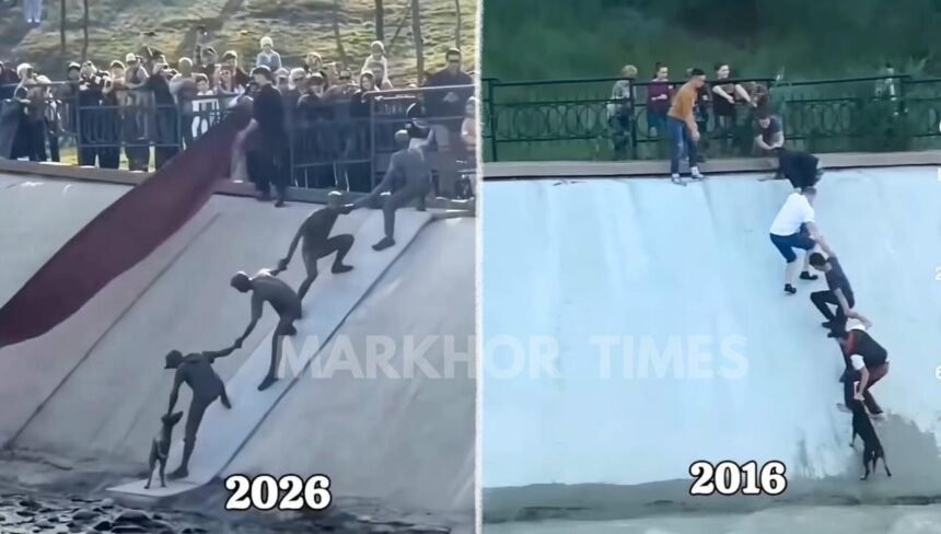 Almaty Unveils Sculpture Honoring Viral Dog Rescue, Celebrating Unity and Humanity